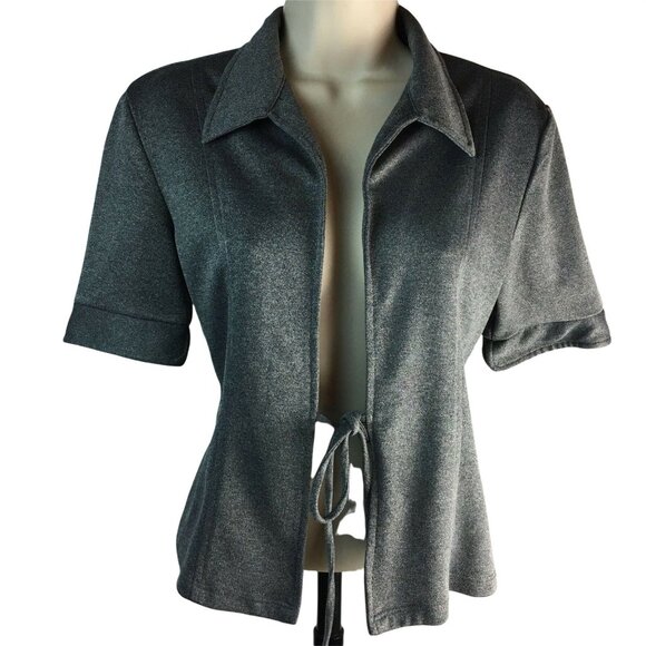 Tina Gray Cardigan Wrap Tie Closure Size S Business Casual Jacket Vintage  u - Picture 1 of 5
